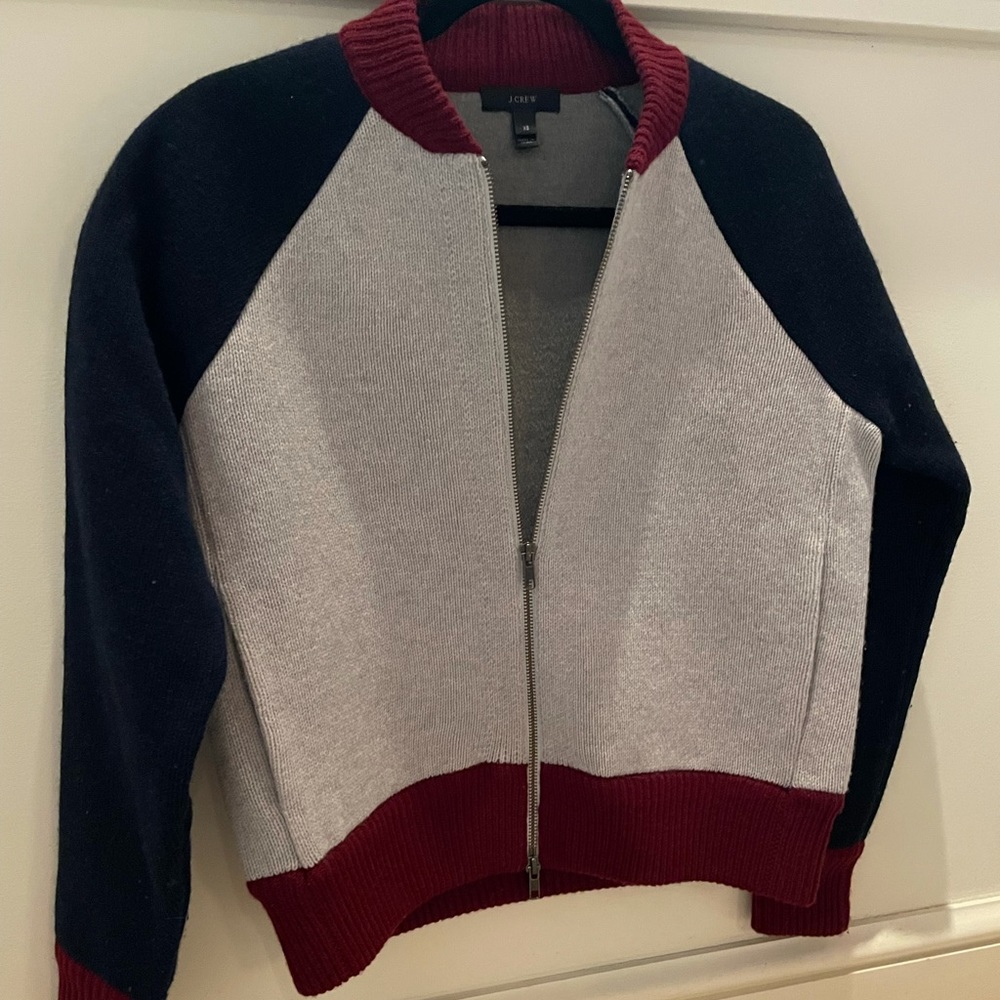 J Crew Fleece Lined Colorblock Bomber Jacket